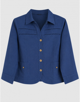 Veste lin coton bleu