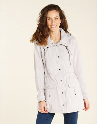 Parka satinée gris sable