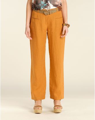 Pantalon en lin ocre