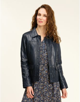 Veste 100% cuir marine