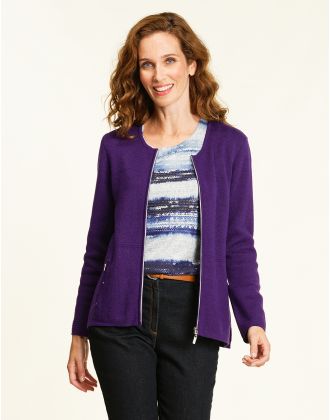 Gilet col rond violet