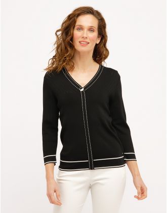 Pull chic noir et blanc