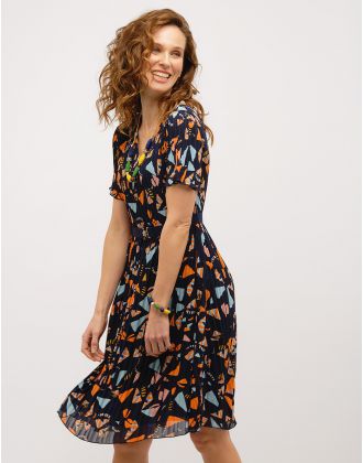 Robe plissée bleu marine