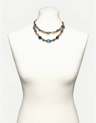 Collier 2 rangs bleu