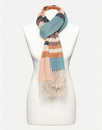 Echarpe rose pâle et bleu