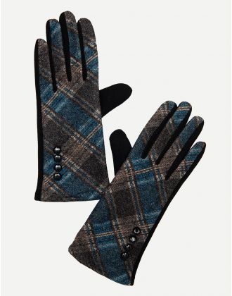 Gants gris et bleu cobalt