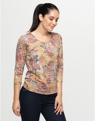 T-shirt ocre floral