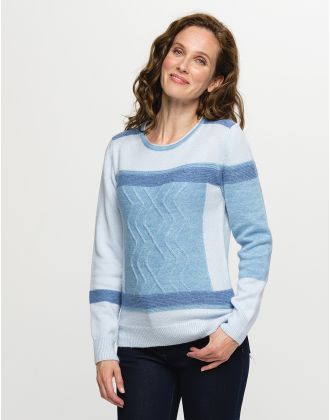 Pull bleu ciel torsades