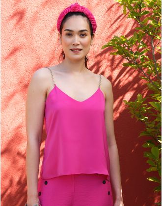 Débardeur chic satin rose