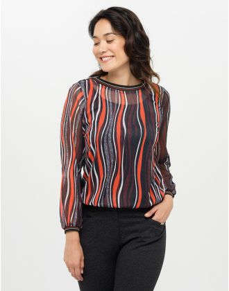 Blouse fluide rayée noire