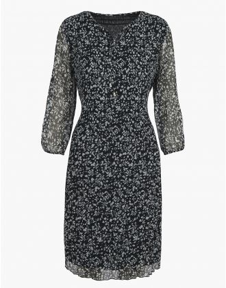 Robe plissée fleurs noir