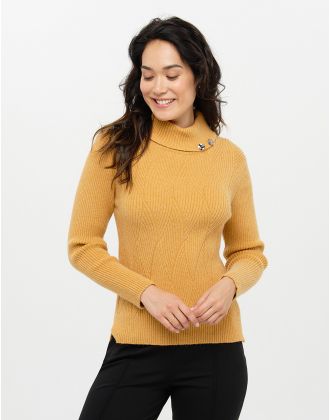 Pull jaune à col montant