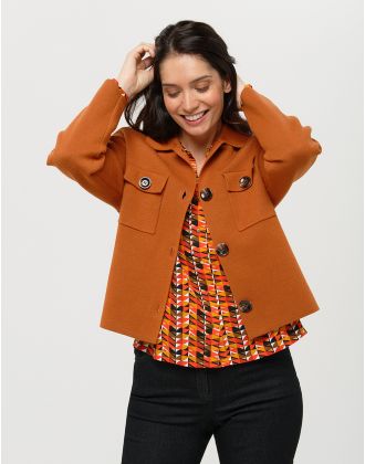 Veste courte maille camel