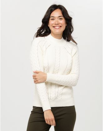 Pull doux écru torsades