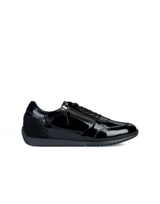 Baskets zip cuir noir