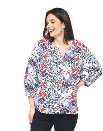 Blouse blanche fleurs