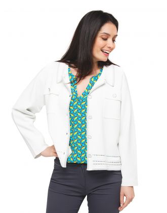Gilet col chemisier écru