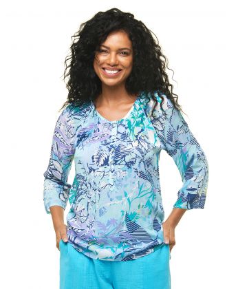 Blouse imprimée bleu