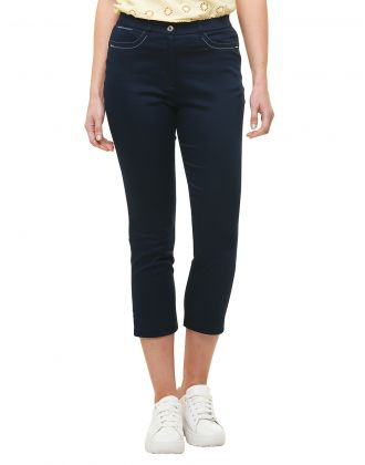 Pantacourt bleu coton