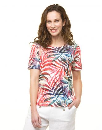 T-shirt blanc palmiers