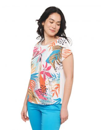 T-shirt écru floral