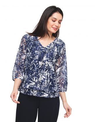 Blouse résille bleu