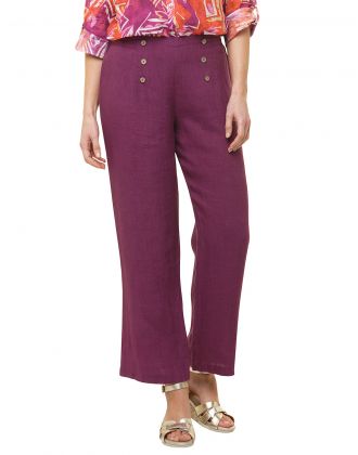 Pantalon 100% lin violet
