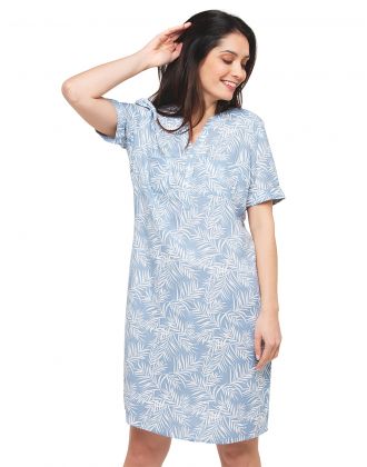 Robe chemise bleu