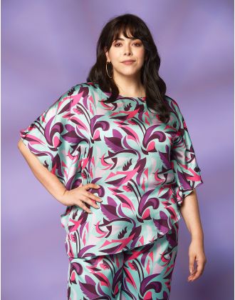 Blouse satin mat imprimé
