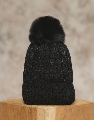 Bonnet pompon noir