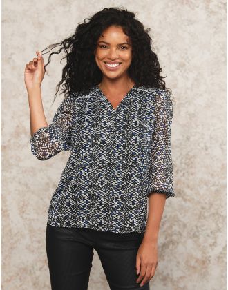 Blouse V voile imprimé