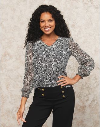 Blouse motif noir blanc