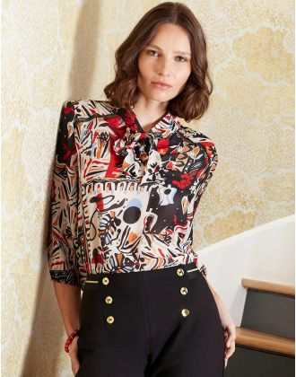 Blouse orange imprimée