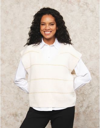 Pull sans manches blanc
