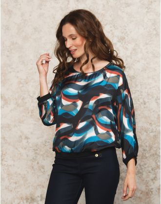 Blouse bleu motif