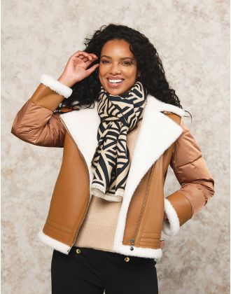 Manteau camel effet peau