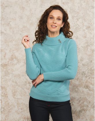 Pull torsadé bleu