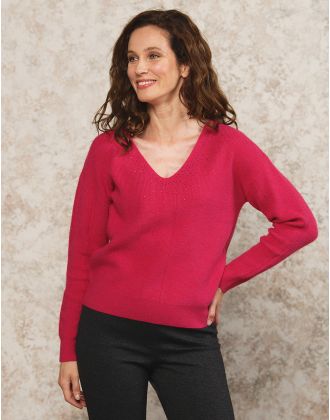 Pull mélange laine fushia