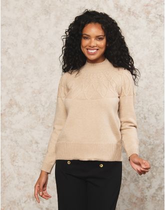 Pull col montant beige