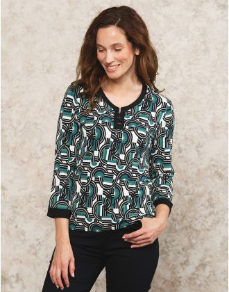 T-shirt vert noir motif