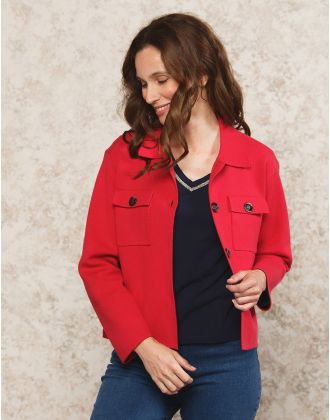 Gilet col chemisier rouge