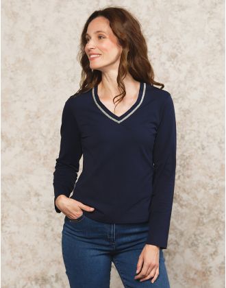 T-shirt bleu coton