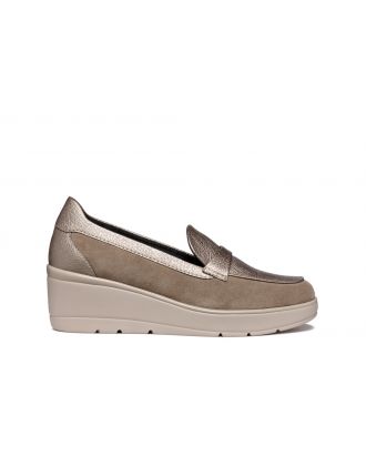 Mocassins cuir taupe