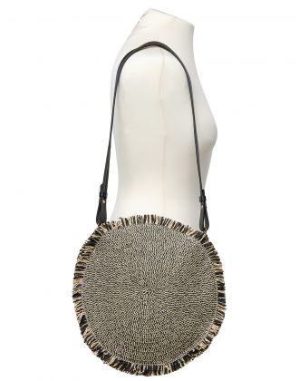 Sac rond paille noir
