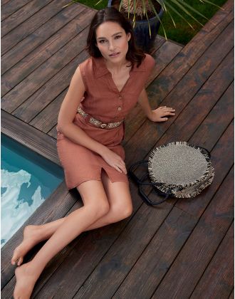 Robe en lin marron