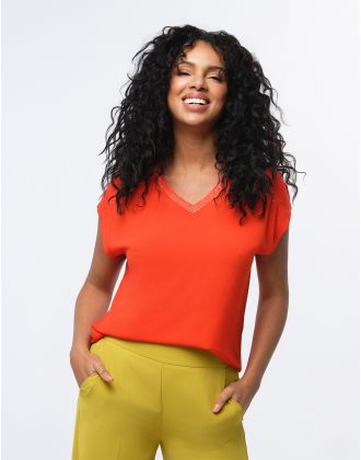T-shirt bi-matière orange