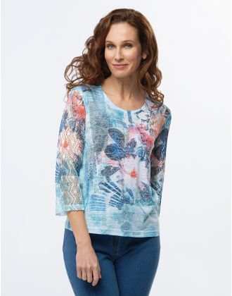 T-shirt bleu imprimé