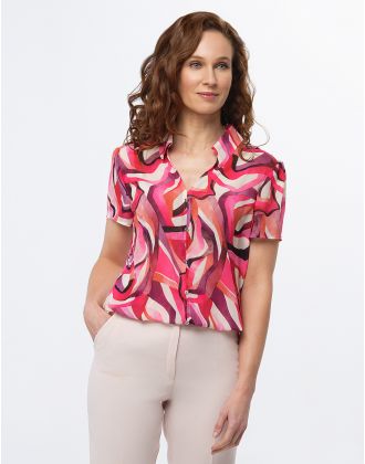 Chemisier chic motif rose