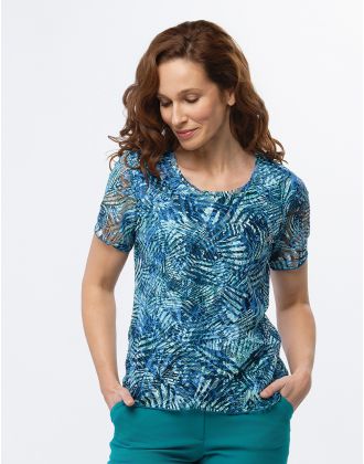 T-shirt dentelle bleu