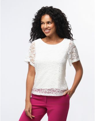 Top dentelle chic écru